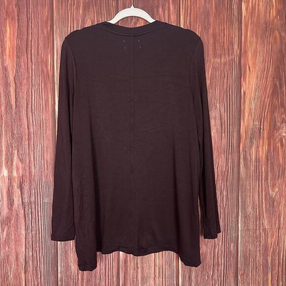 Lou & Grey Signature Soft Dark Purple V-Neck Top Long Sleeve Soft Casual Medium - Picture 5 of 5